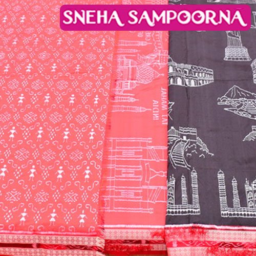 7 wonders sambalpur exclusive black red bandha silk