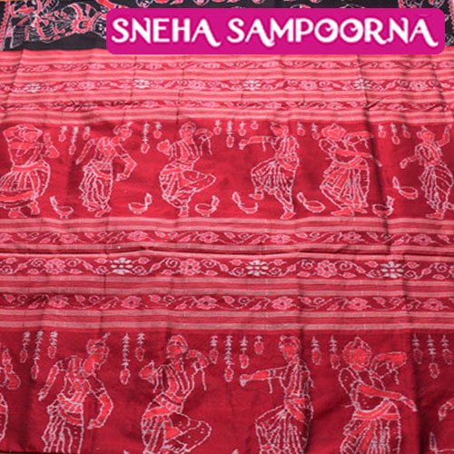 Black red Sambalpuri nartaki bandha silk