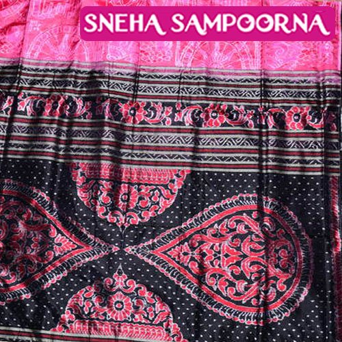 Pink Black Konark Bandha Sambalpuri silk